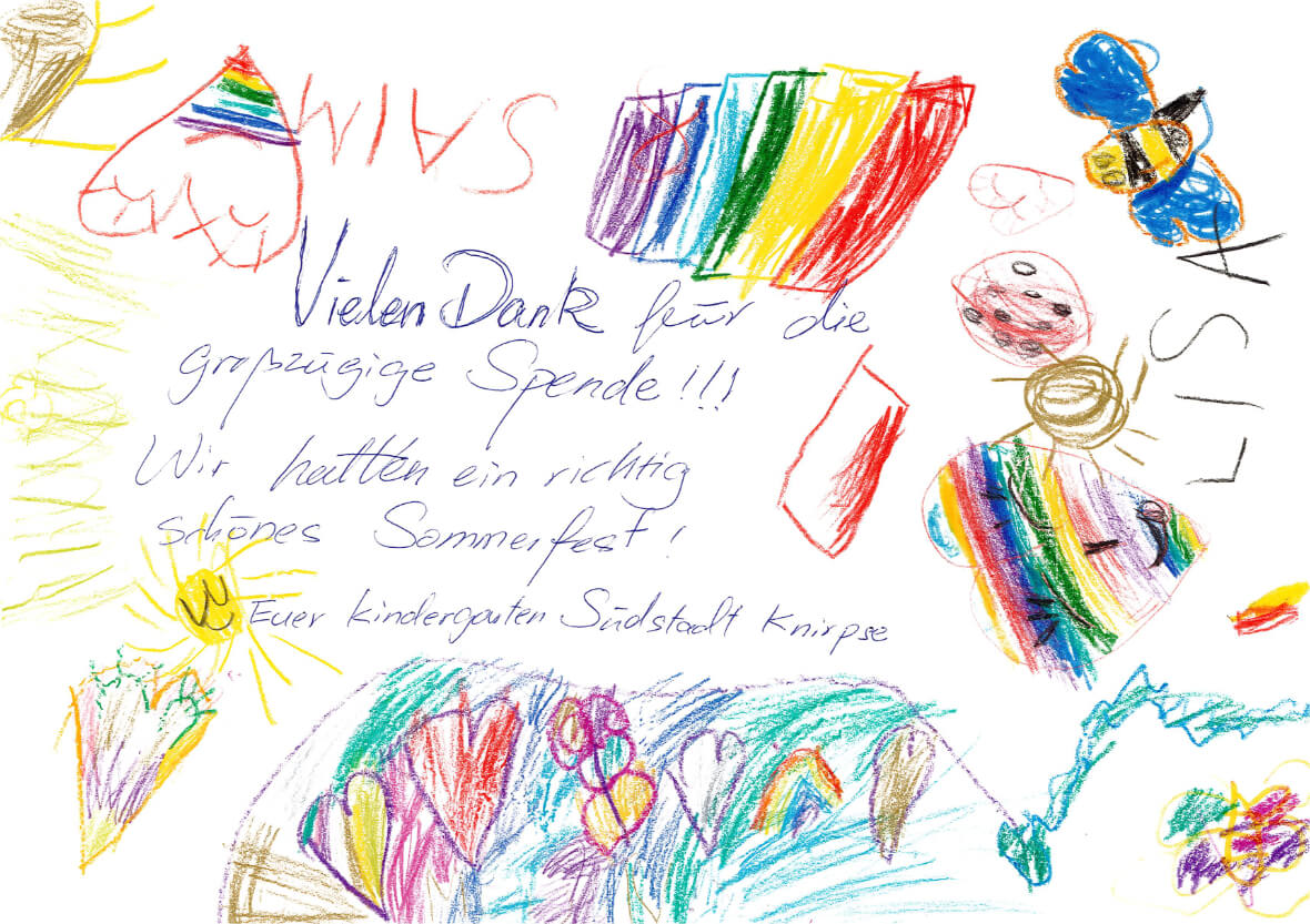 Ein selbstgemaltes Dankeschön des Kindergartens Südstadt-Knirpse