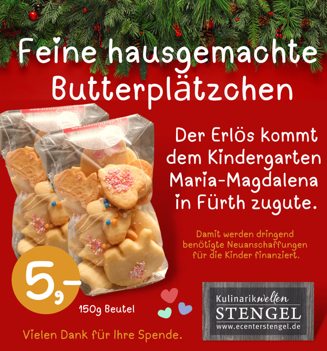 Plätzchen-Verkauf für den Kindergarten Maria-Magdalena in Fürth