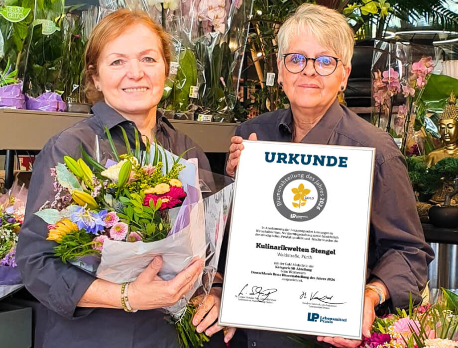 Unsere Blütenzauberwelten wurden von der „Lebensmittel Praxis“, dem Fachmagazin für den Lebensmittelhandel, zur „Blumenabteilung des Jahres 2026“ gekürt.